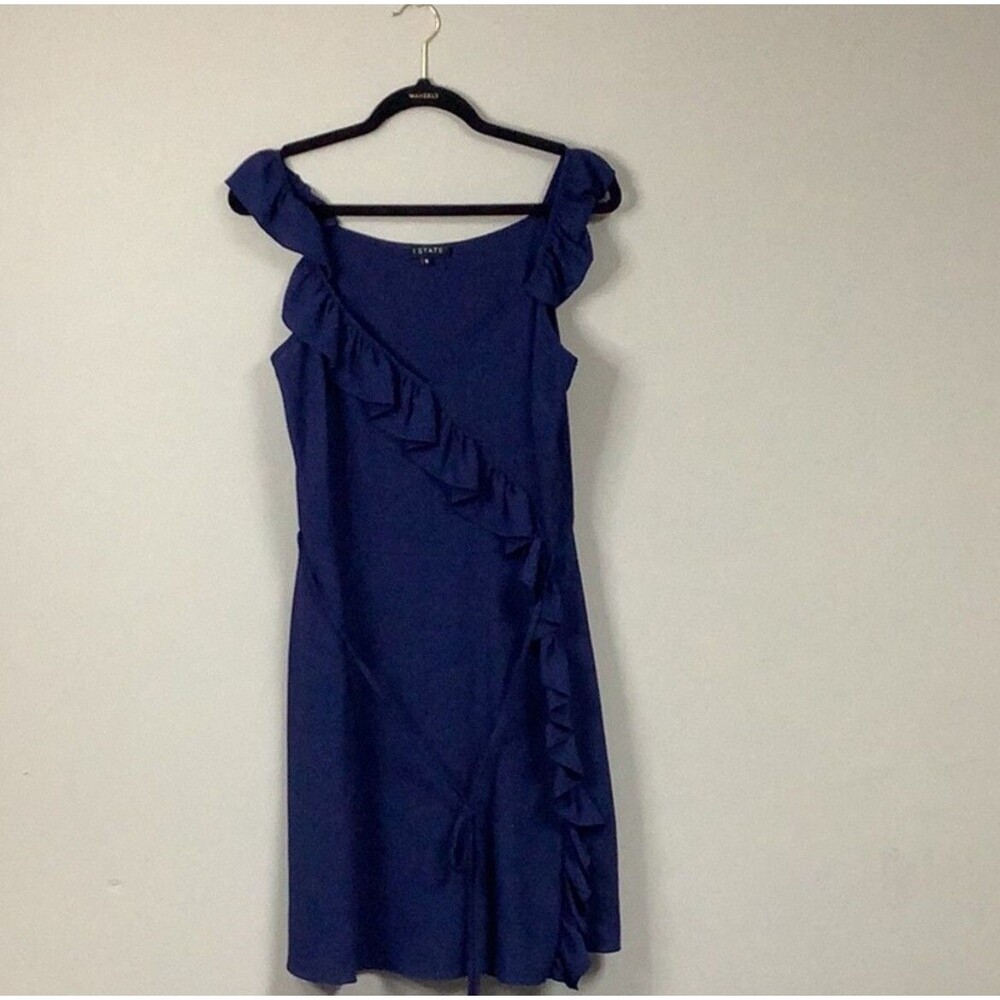 1 State Navy Blue Ruffle Dress  Size 6